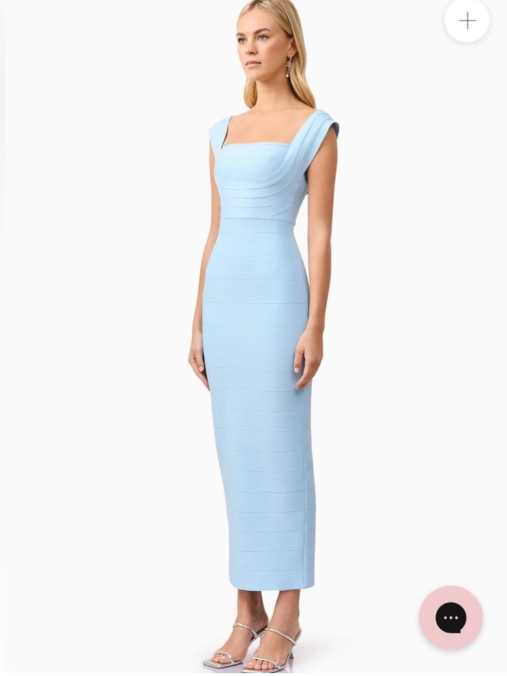elliatt fiona blue fitted bodycon bandage knit maxi gown dress size medium NEW - Picture 5 of 17
